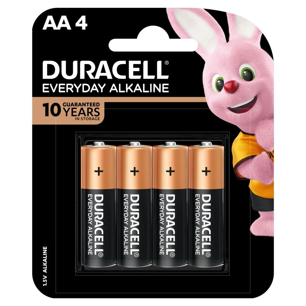 4pc Duracell Everyday AA Size Alkaline Battery Pack Single Use Batteries