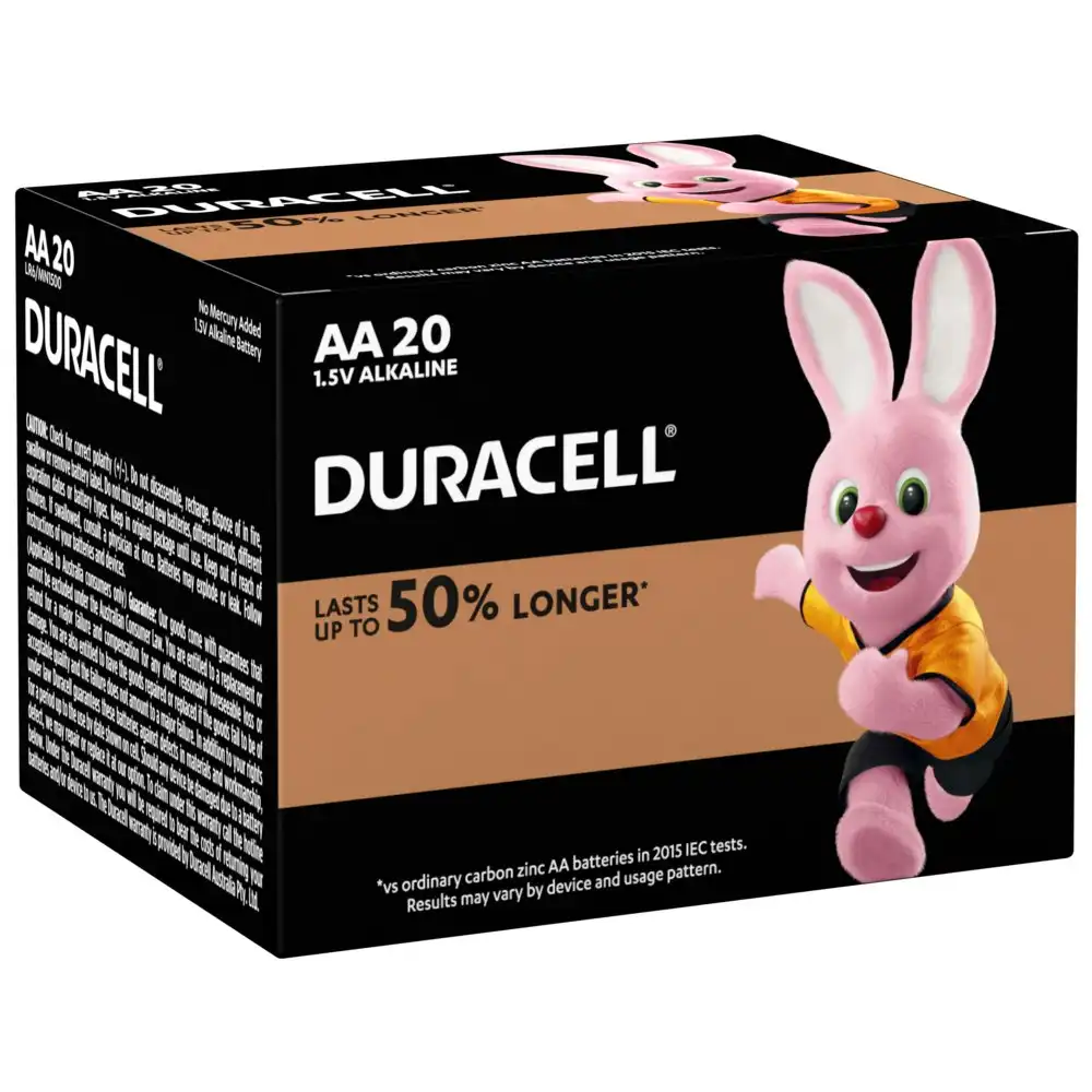 20pc Duracell Coppertop AA Size Alkaline Battery Single Use Batteries