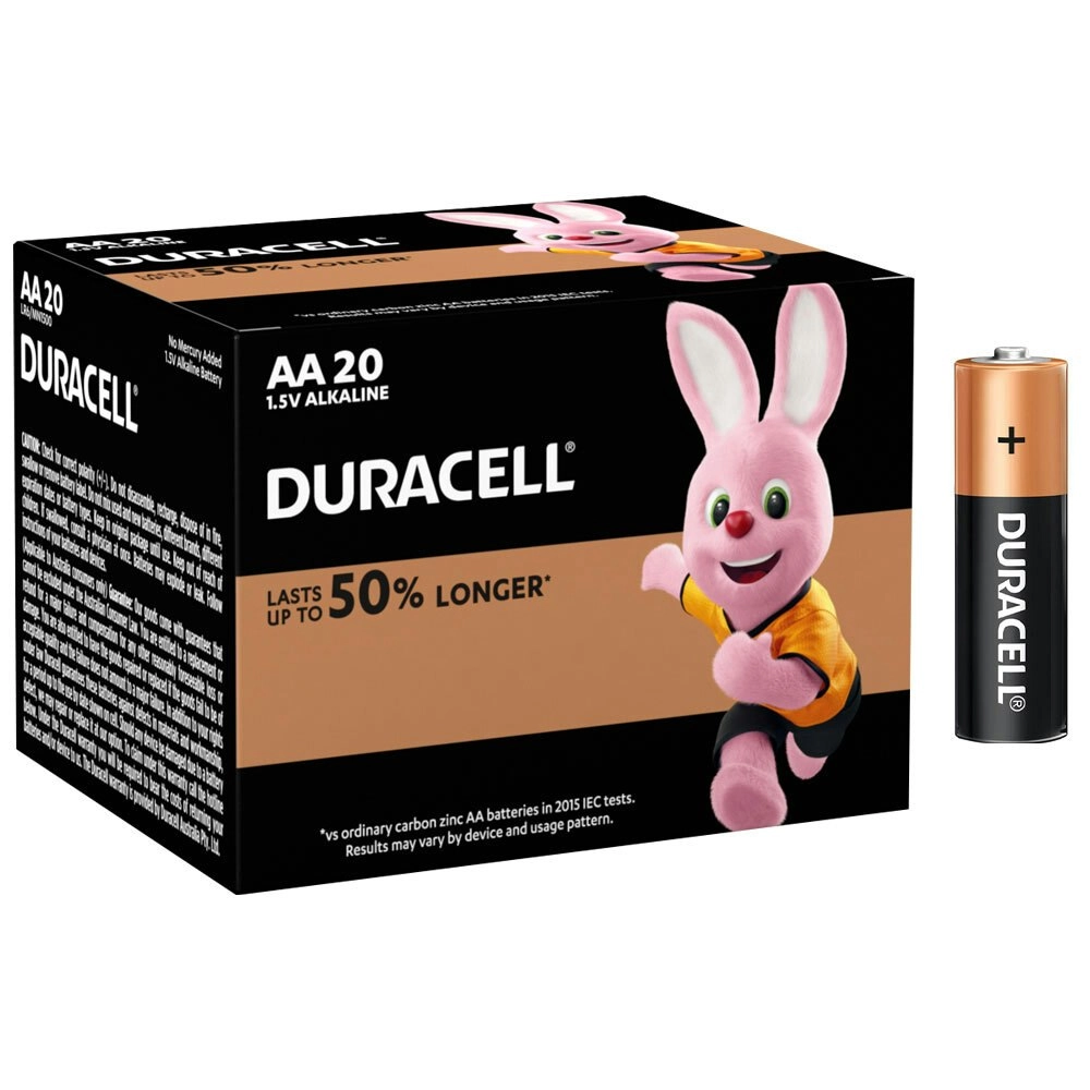 20pc Duracell Coppertop AA Size Alkaline Battery Single Use Batteries