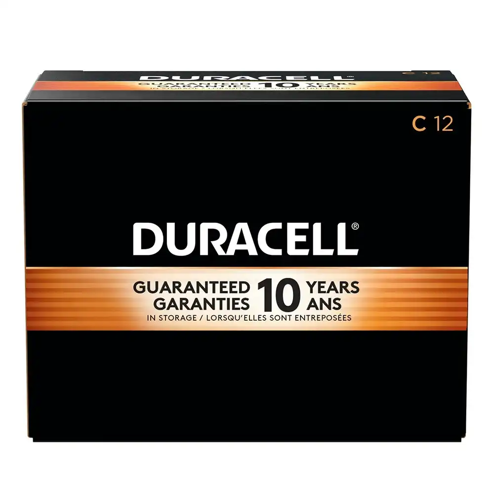 12pc Duracell Coppertop C Size Alkaline Battery Pack Single Use Batteries