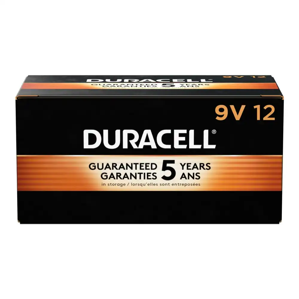 12pc Duracell Coppertop 9V Alkaline Battery Single Use Batteries