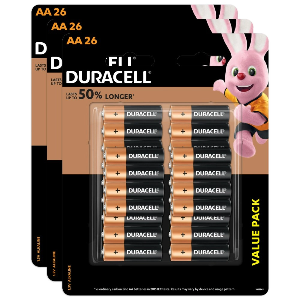 3x 26pc Duracell Coppertop AA Size Alkaline Battery Single Use Batteries