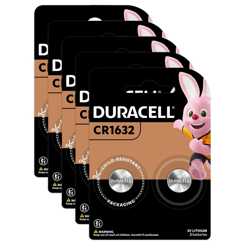 5x 2pc Duracell Specialty 1632 Coin Battery Pack Single Use Batteries