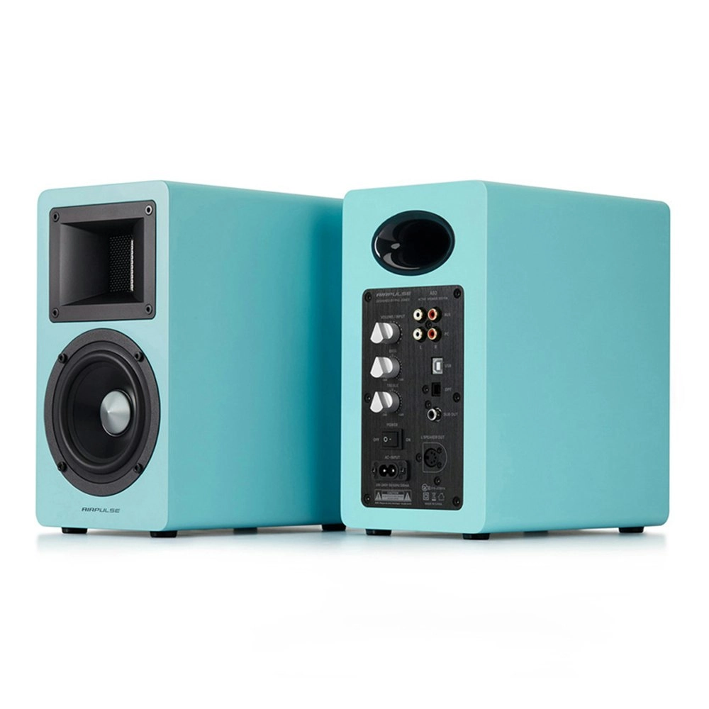 Airpulse A80 Hi-Fi Active Bookshelf Speaker Sound System Home Entertainment Blue