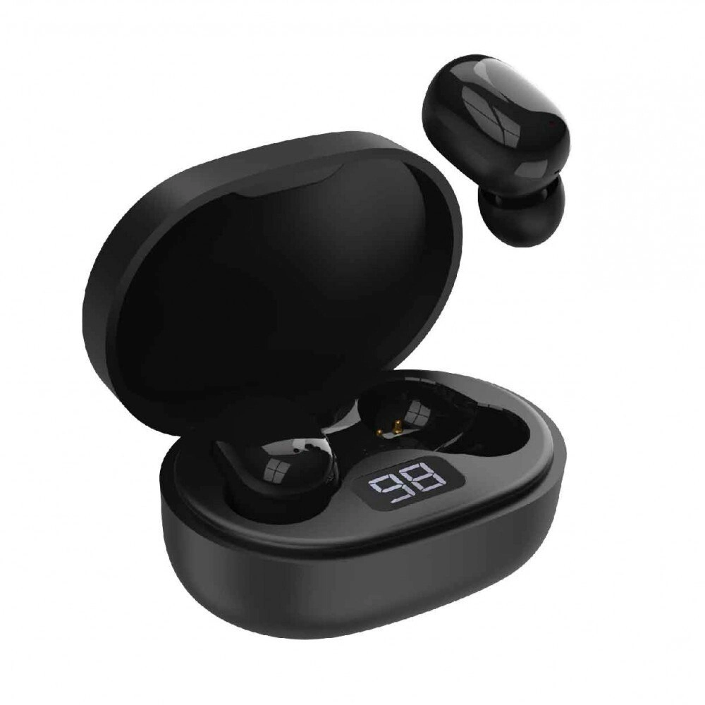 Laser TWS ENC LED Mini Wireless Bluetooth In-Ear Earbuds w/ Charging Case Black