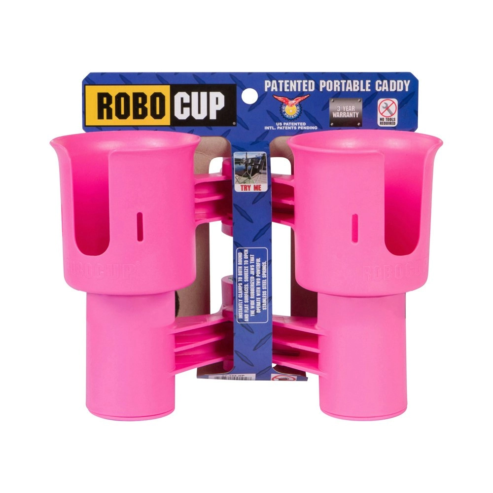 Robo Cup Portable 2-Drink Caddy/Bottle Holder Camping/Fishing Accessory Hot Pink