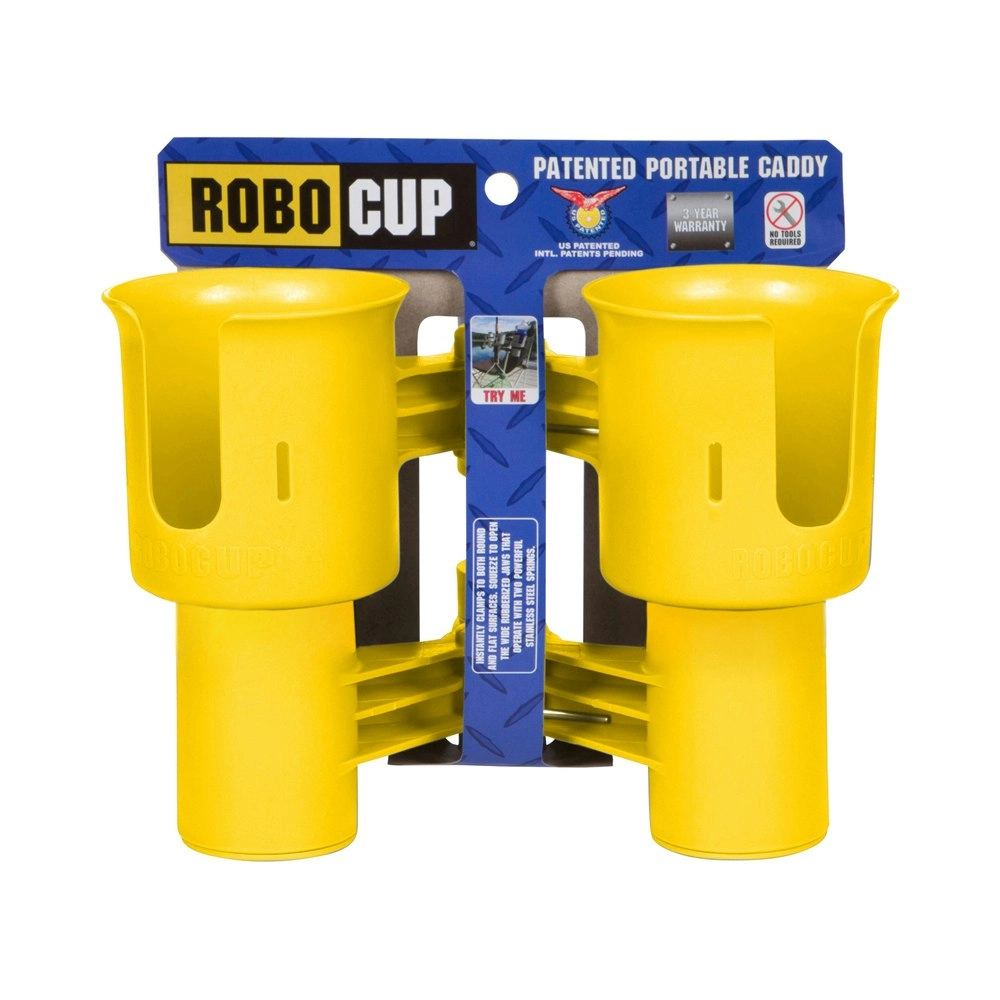 Robo Cup Portable 2-Drink Caddy/Bottle Holder Camping/Fishing Accessory Yellow