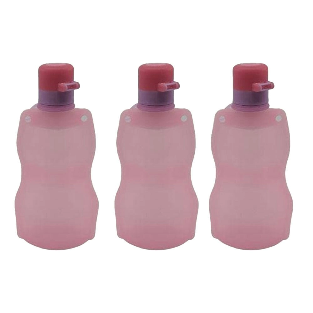 3x Kuvings Silicone Baby Reusable Foldable Travel Drinking Water Bottle - Pink