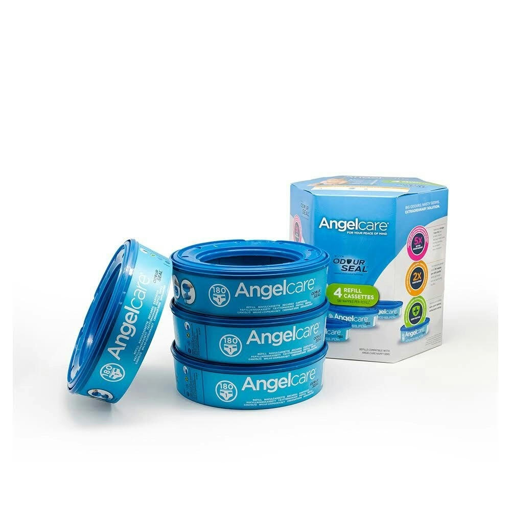 Angelcare 4PK Baby Nappy Diaper Disposal Cassete Refills for Disposal System Bin