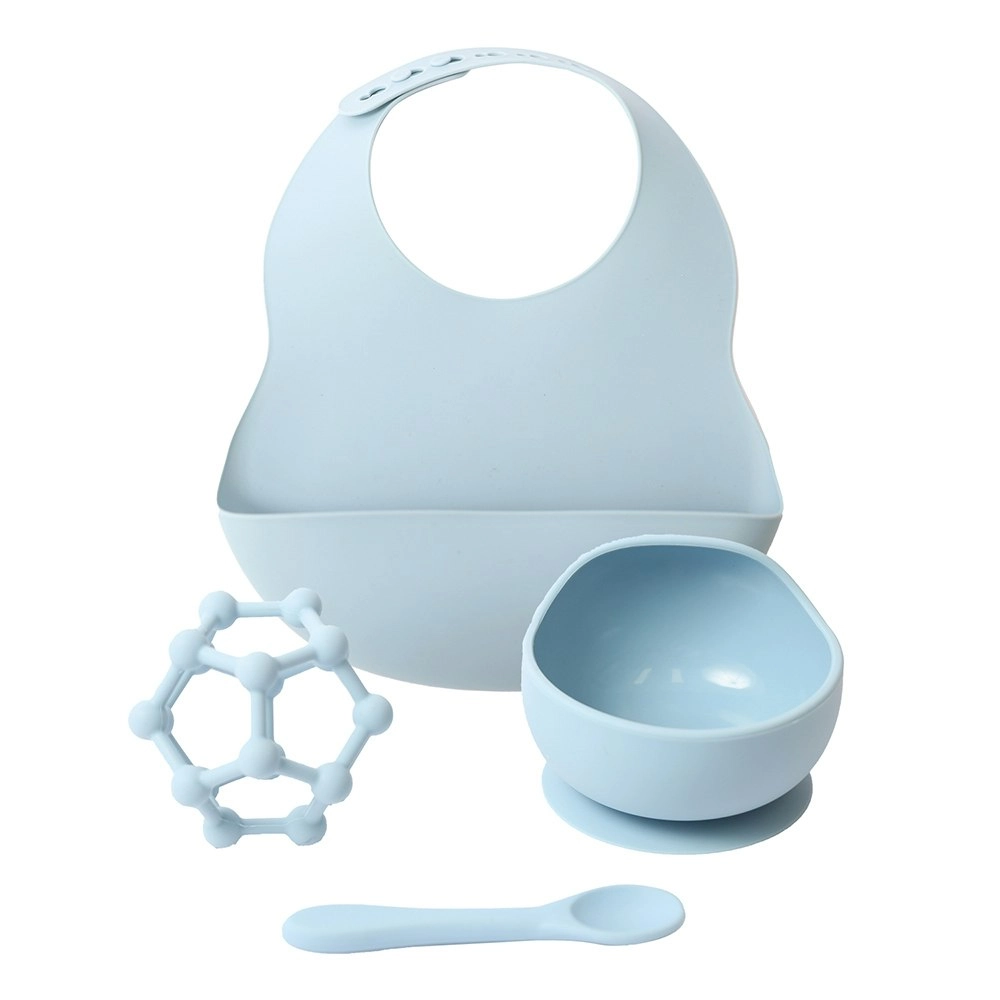 Baby 48x43cm Silicone Dinner Set Gift Boxed Baby/Infant Feeding Tableware Blue