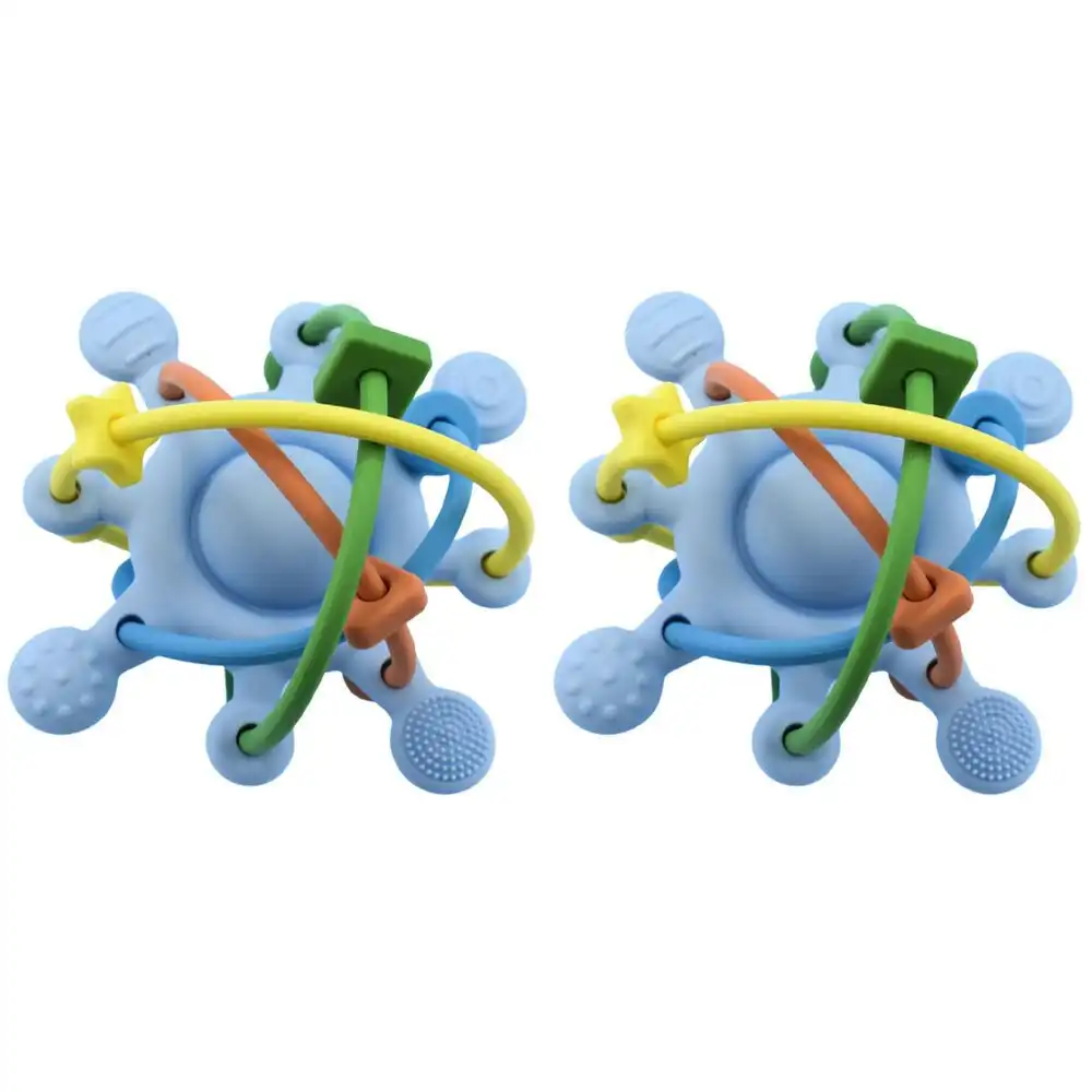 2x Koala Dream Kids/Childrens Silicone Sensory Space Rattle Teether Blue 4M+