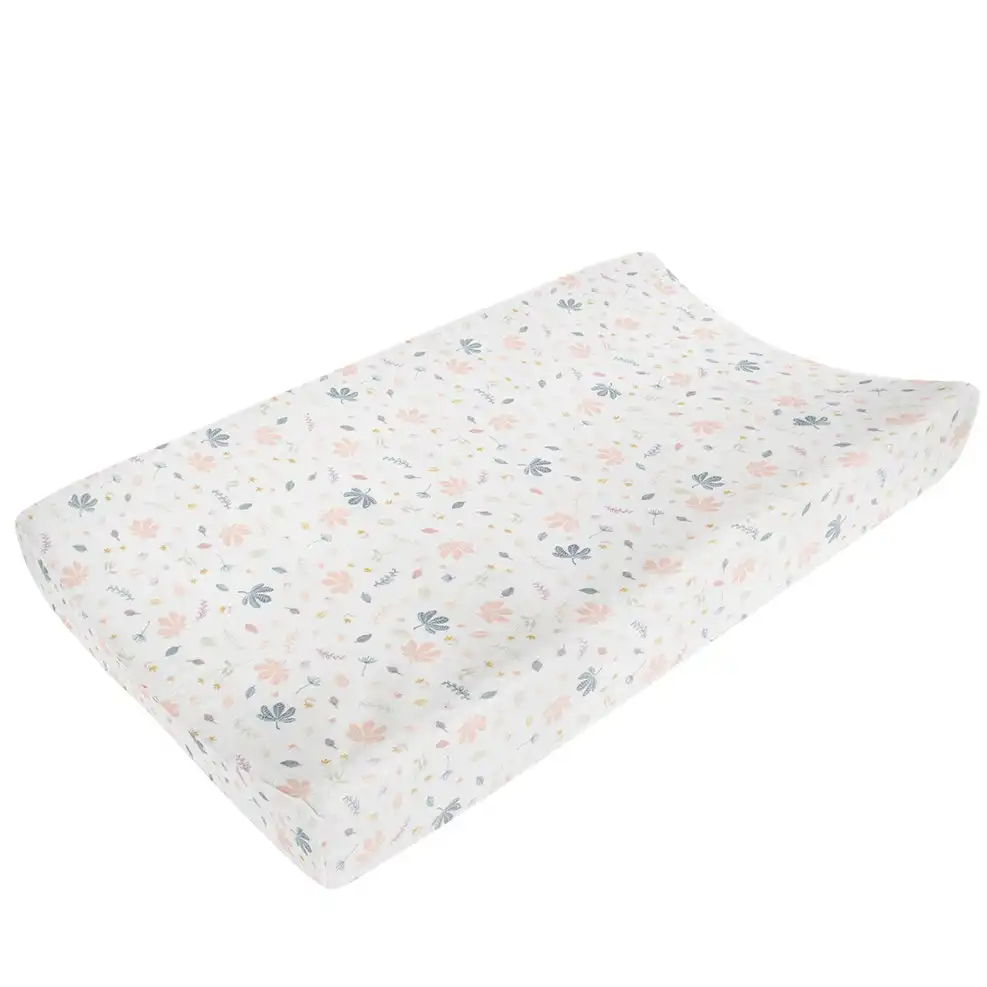 Living Textiles Organic Cotton Muslin Newborn/Baby Change Pad Cover Botanical