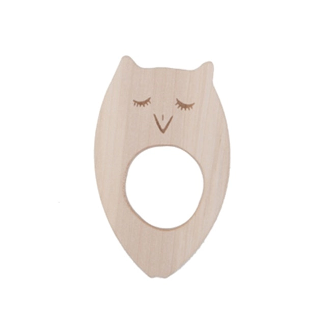 Wooden Story 11cm Owl Soother Baby/Infant 3m+ Sensory Wood Teething Toy Natural