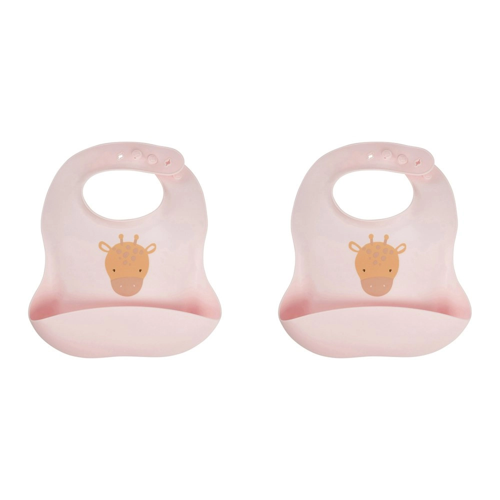 2x Splosh Baby Giraffe Feeding Bib Adjustable Food Catcher 23x24cm Pink 0+