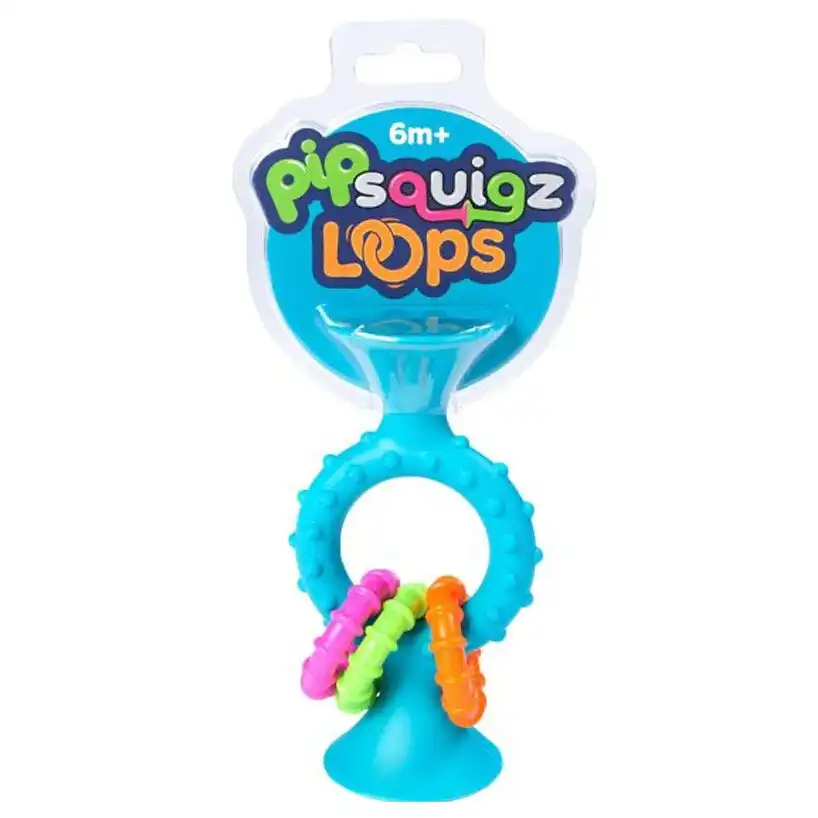 Fat Brain Toy Co PipSquigz Loops Teething Ring Toy Teal Kids/Baby/Toddler 6m+