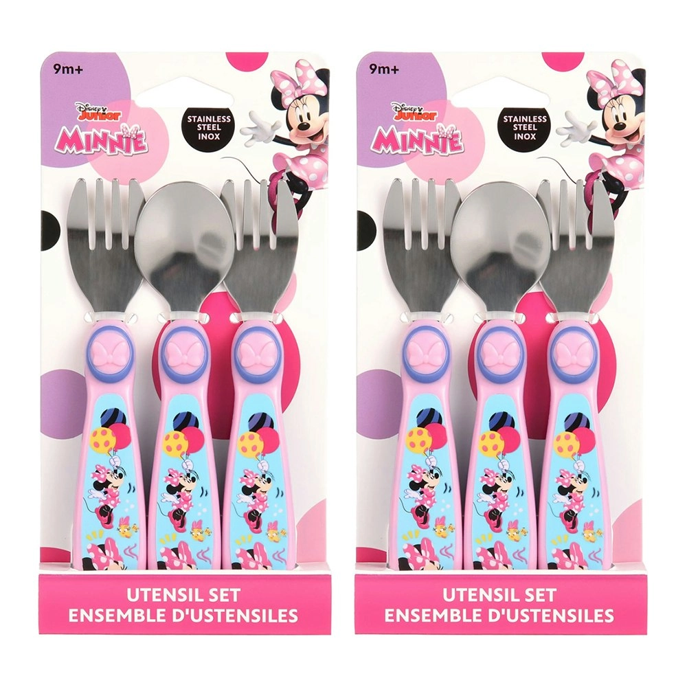 6pc Disney Junior Minnie Mouse Flatware Stainless Steel Children's Utensils 9m+