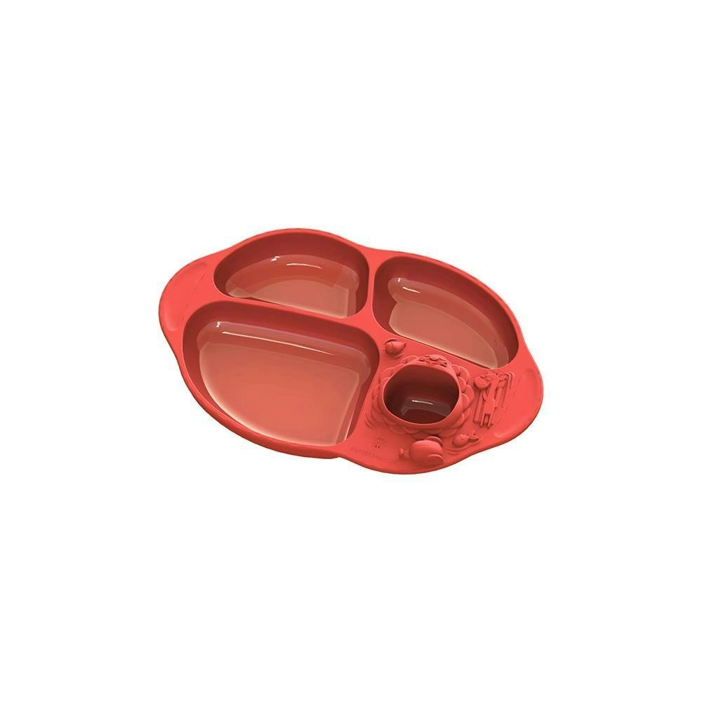 Marcus & Marcus Yummy Infant/Child Suction Cup Divided Plate Marcus Red 6m+