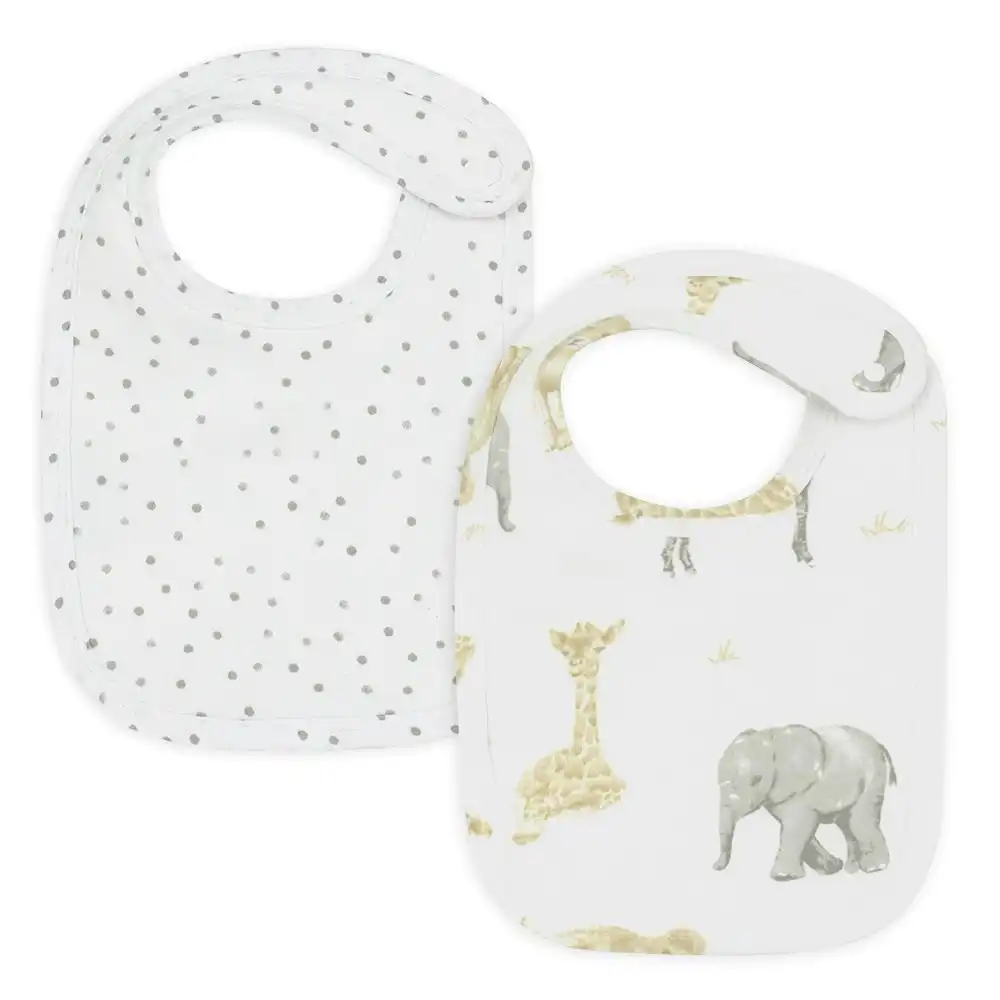 2pc Living Textiles Newborn/Infant/Baby Cotton Feeding Bibs Savanna Babies