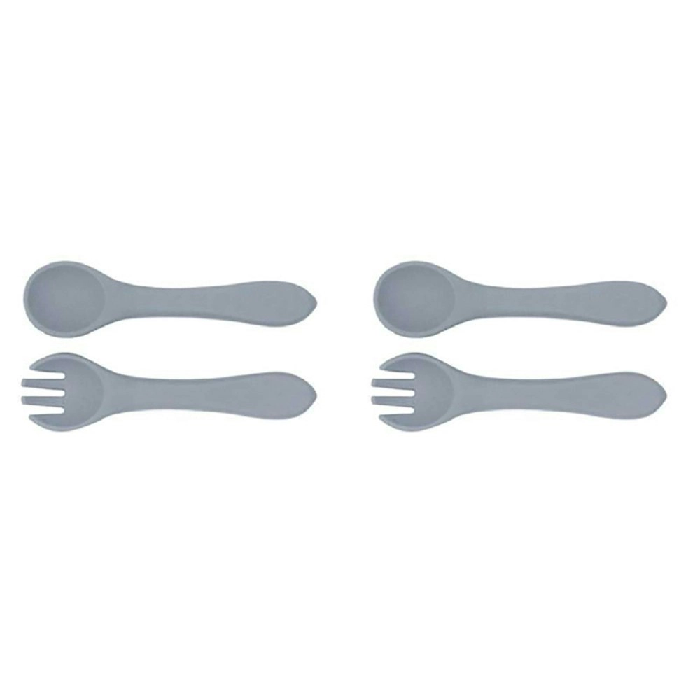 2x Urban Products 13.5cm Silicone My First Cutlery Spoon/Fork Kids Blue 6M+