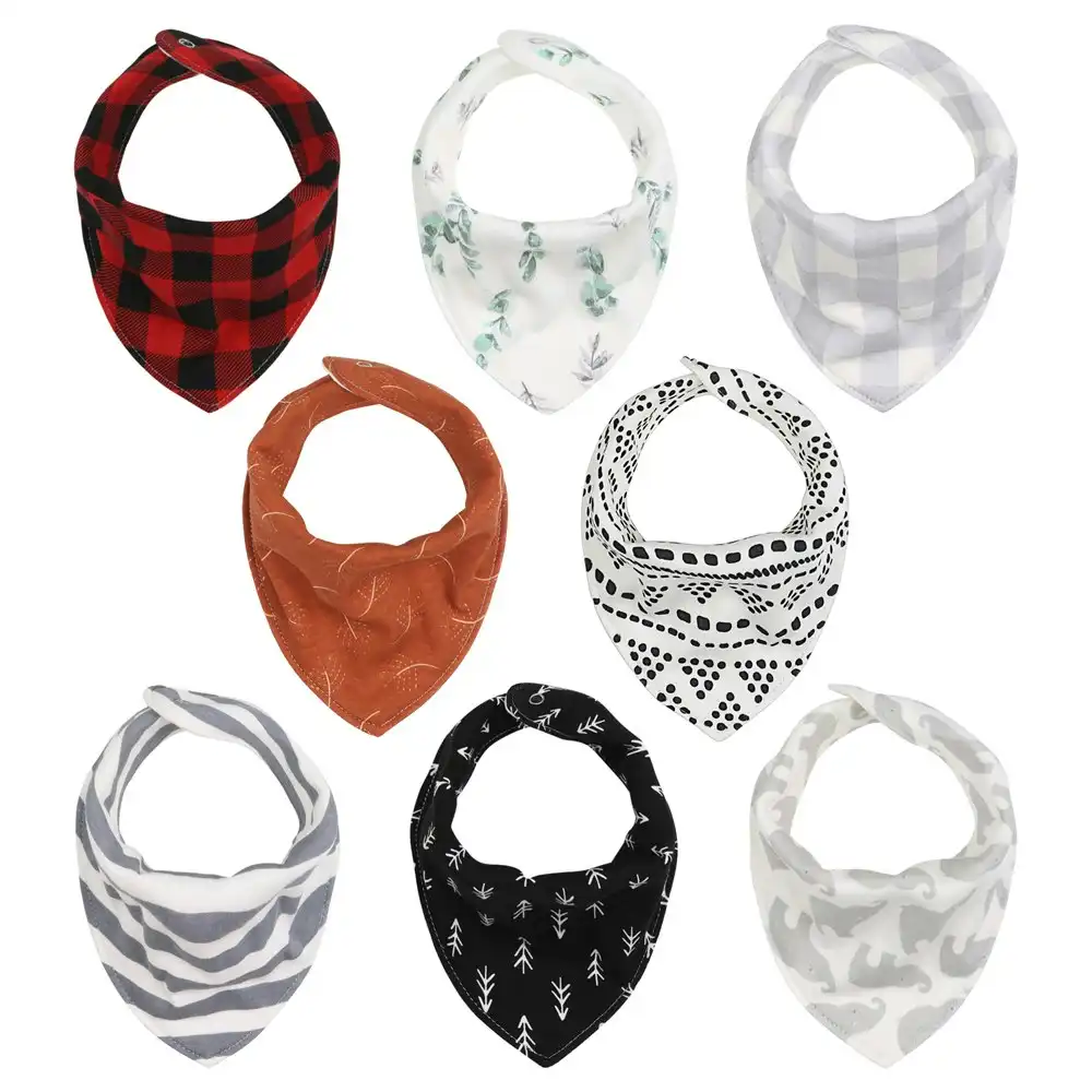 8pc The Peanutshell Cotton Bandana Feeding/Teething Baby Adjustable Bib Set