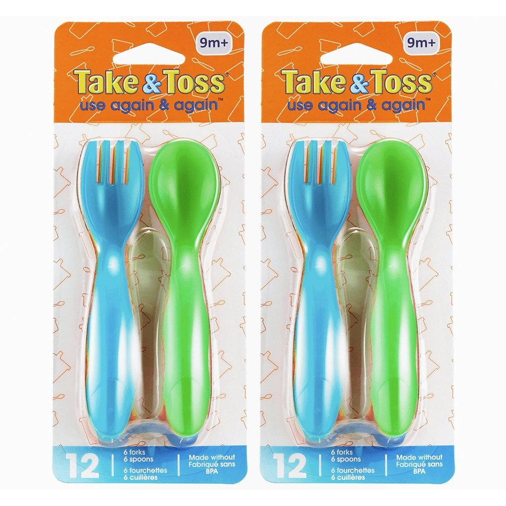 24pc The First years Take & Toss Flatware Forks & Spoon Kids/Toddler Set 9m+