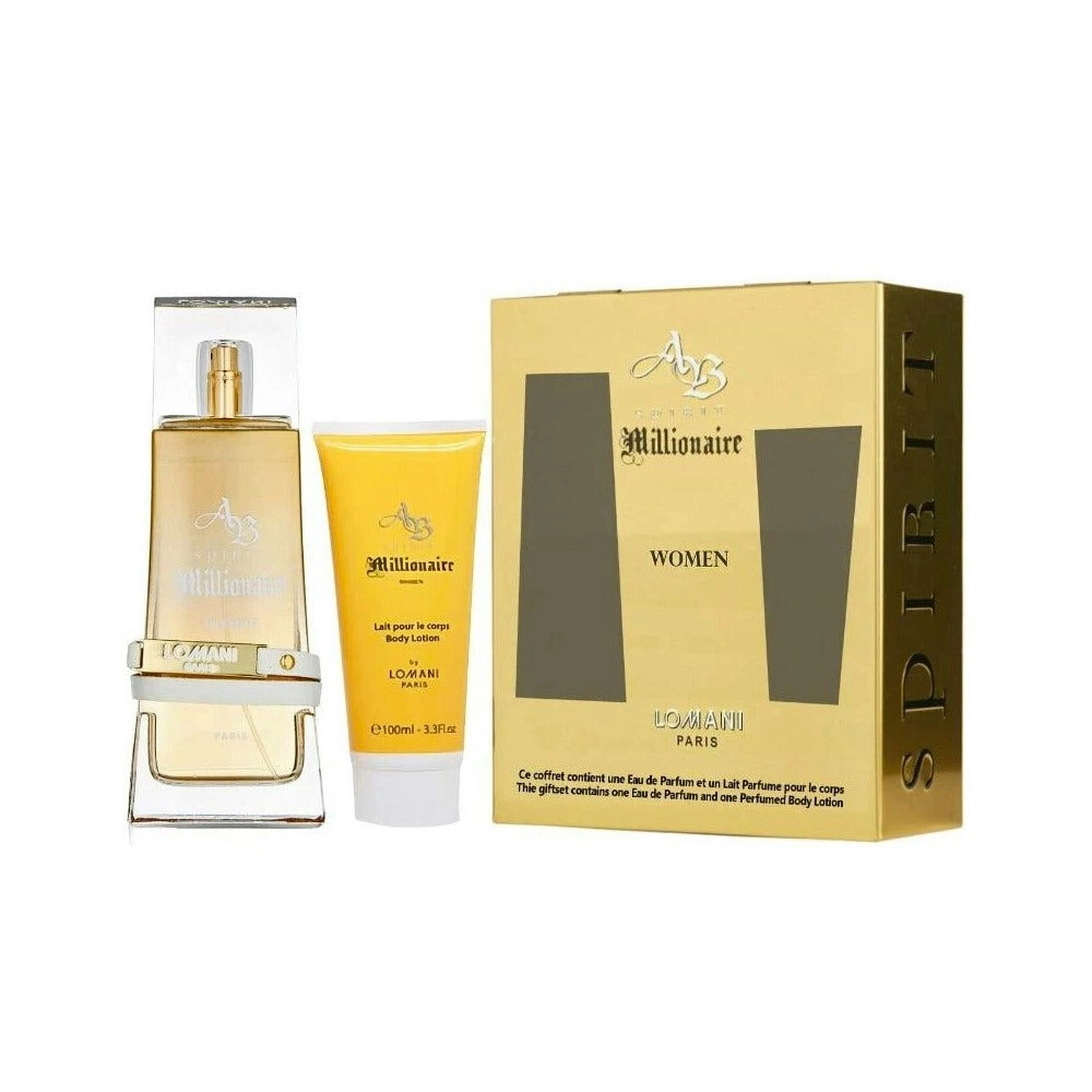 2pc Lomani AB Spirit Millionaire Woman 100ml EDP & 100ml Body Lotion Gift Set