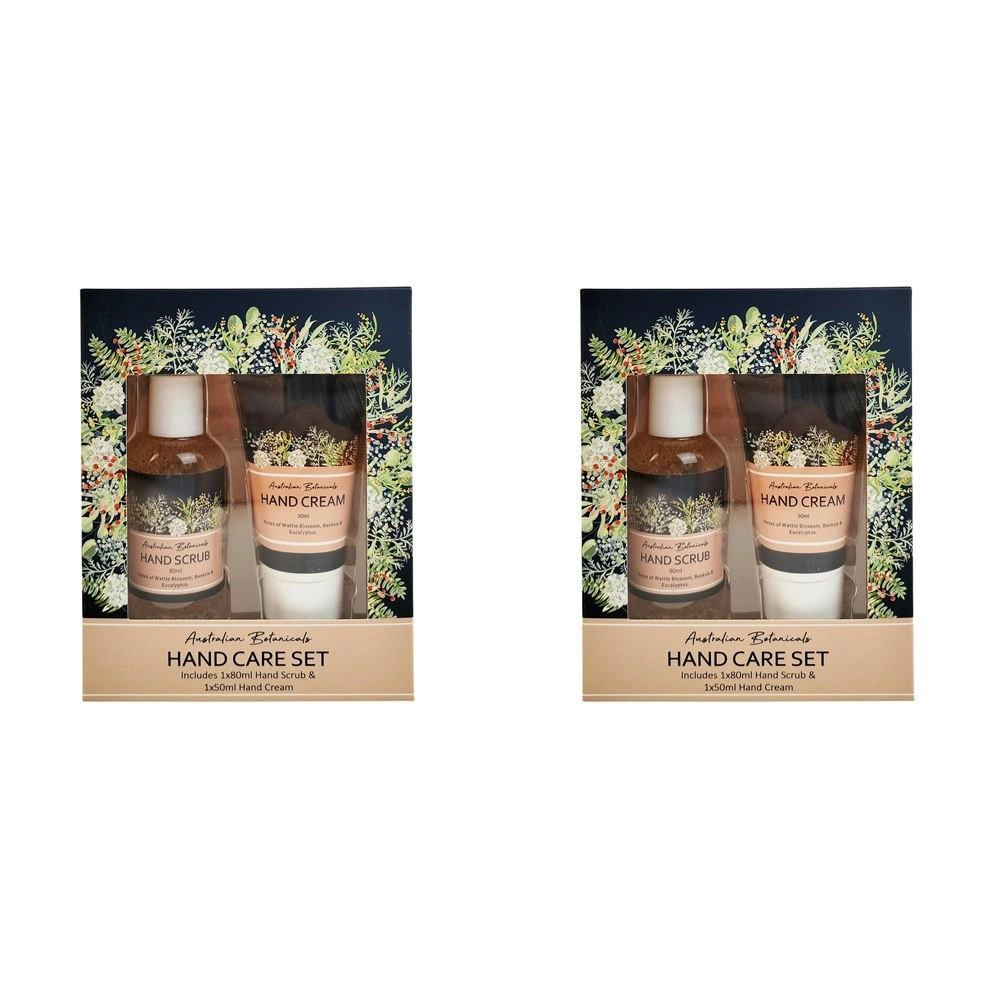 2x 2pc Urban Evie Floral 80ml Hand Scrub & 50ml Cream Care Moisturising Set Navy