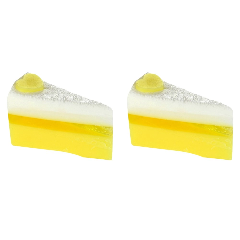 2PK Bomb Cosmetics Lemon Meringue Delight Scented Bath Soap Cake Slice Body Bar