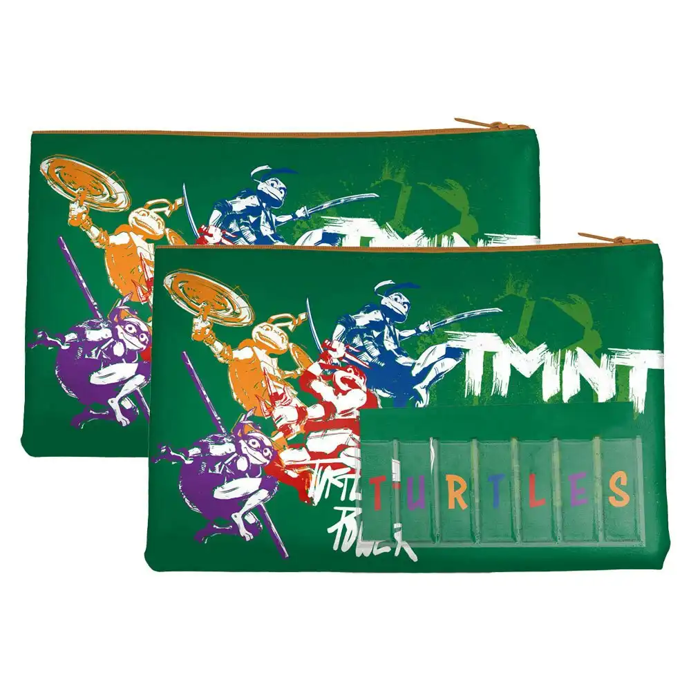 2PK Teenage Mutant Ninja Turtles Turtles Named Zip School Pencil/Stationery Case