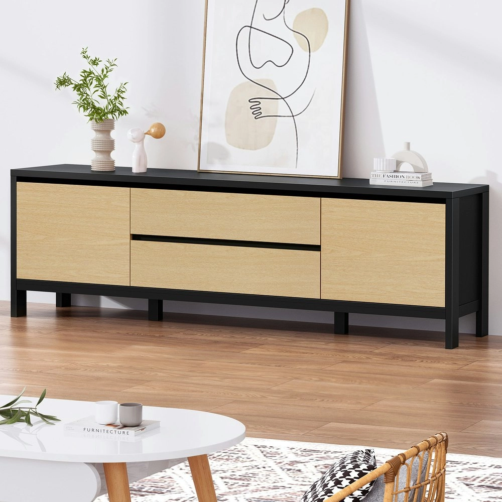 Alfordson Entertainment Unit Cabinet 180cm Black