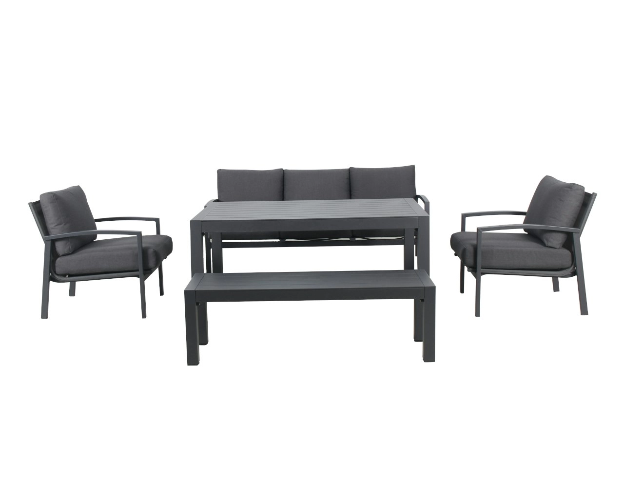 Jette 5 Piece Low Dining Setting (Grey)