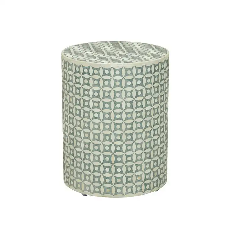 Zohi Interiors Pali Bone Inlay Eye Side Table in Green