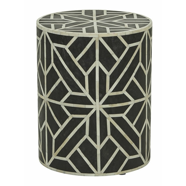 Zohi Interiors Pali Bone Inlay Geometric Side Table