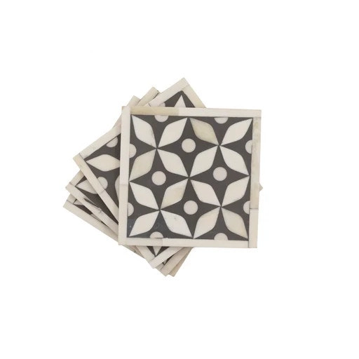 mahlia interiors Manhattan Bone Inlay Coasters in Grey