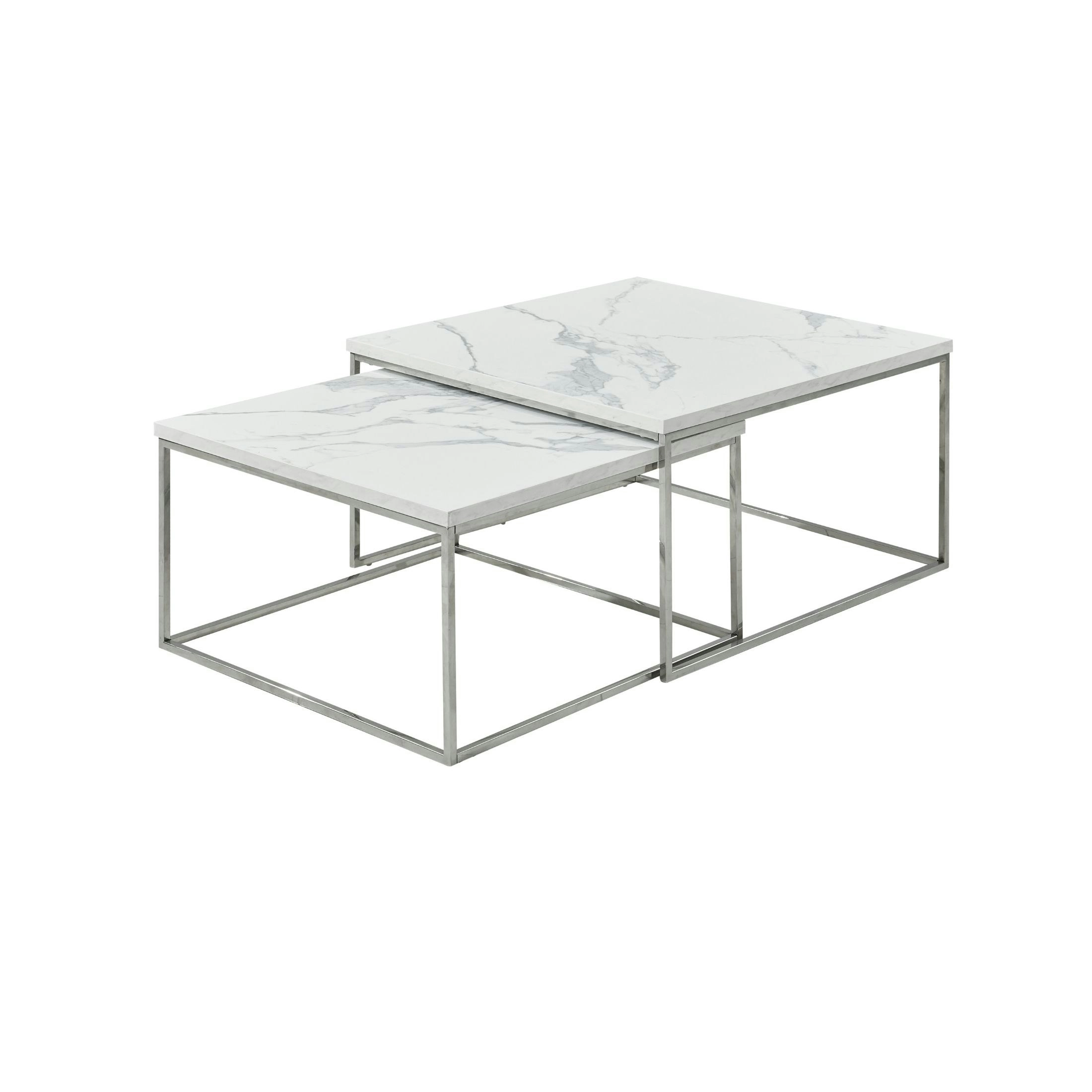 Karma  Square Coffee Table Set - Marble white