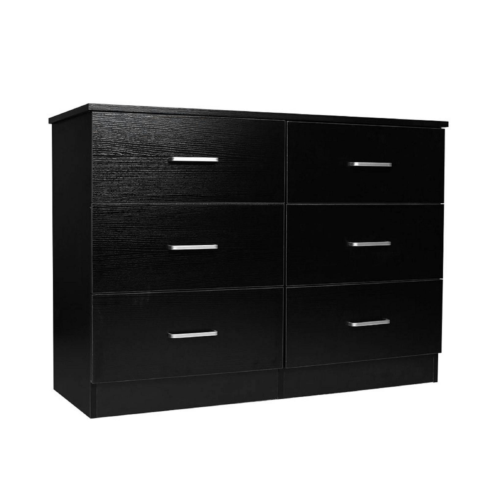 Redfern Lowboy 6 Drawers Chest-Black