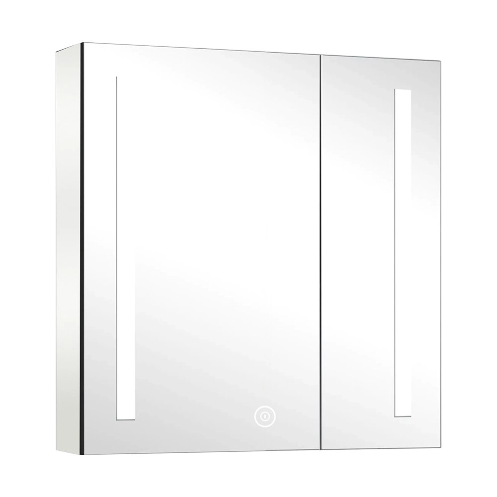 Viviendo Bathroom Shaving Mirror Cabinet LED Light Vanity Stainless Steel 72 x 75cm  2 Door