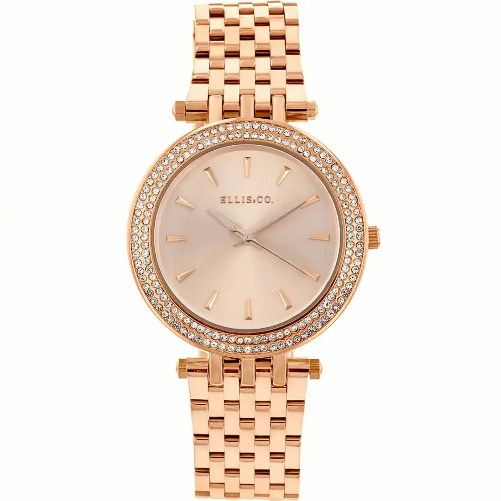 Ellis & Co Skye Rose Gold Tone Stainless Steel Womens Watch