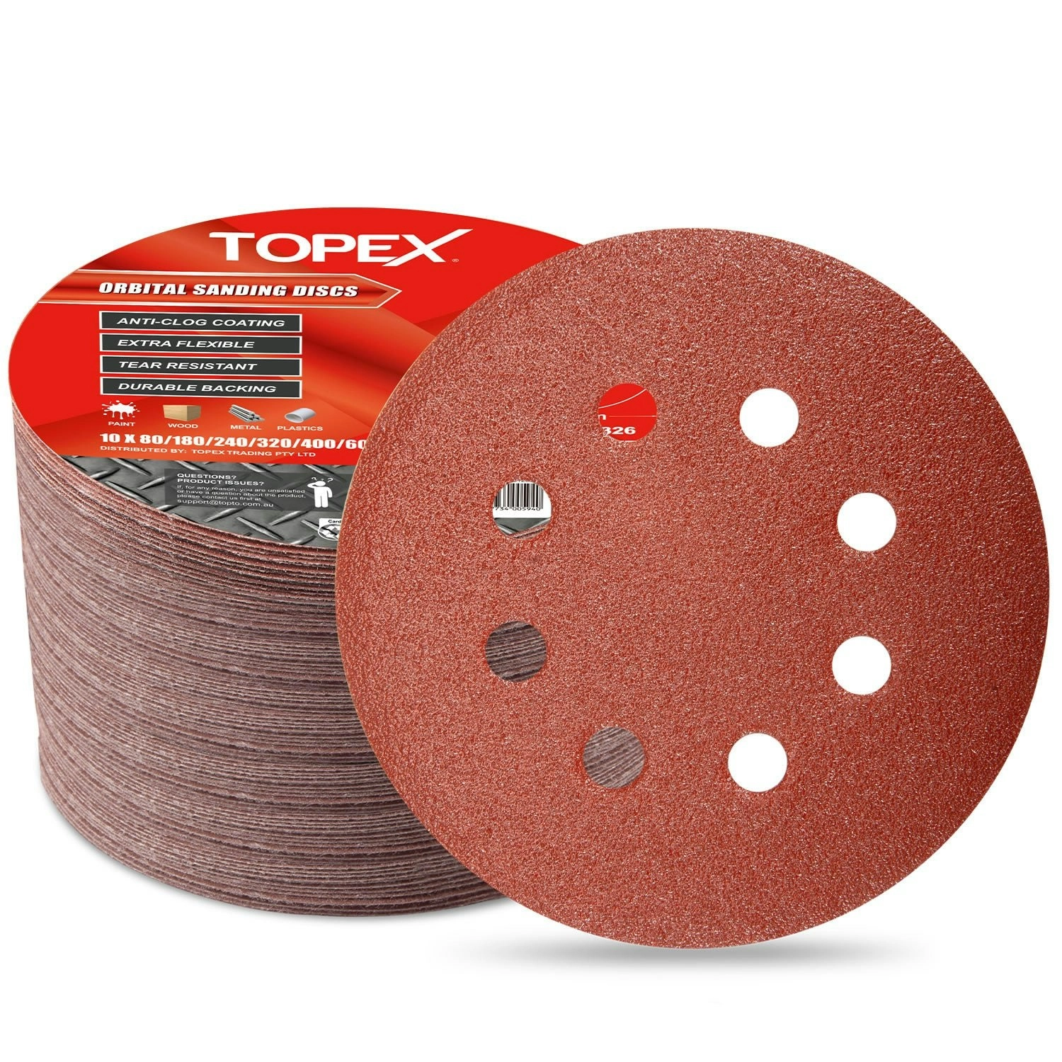 Topex 125mm Orbital Sanding Discs Oxide Sandpaper Sanding Paper Pads Abrasive Sheet Hook&Loop Mixed Grits Coarse Accessories Topex Sanders