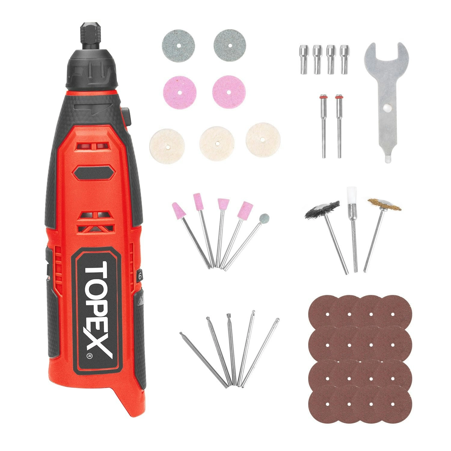 Topex 12V Cordless Rotary Tool Speed 5000-25000rpm Carving tool Set Grinding tool Kit - Skin Only