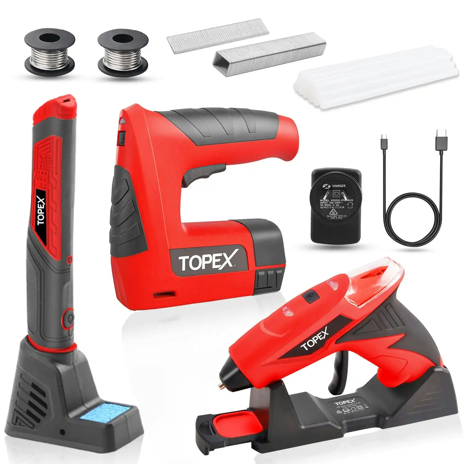 Topex 4V cordless Soldering Iron Glue Gun Nail gun w/ Charger