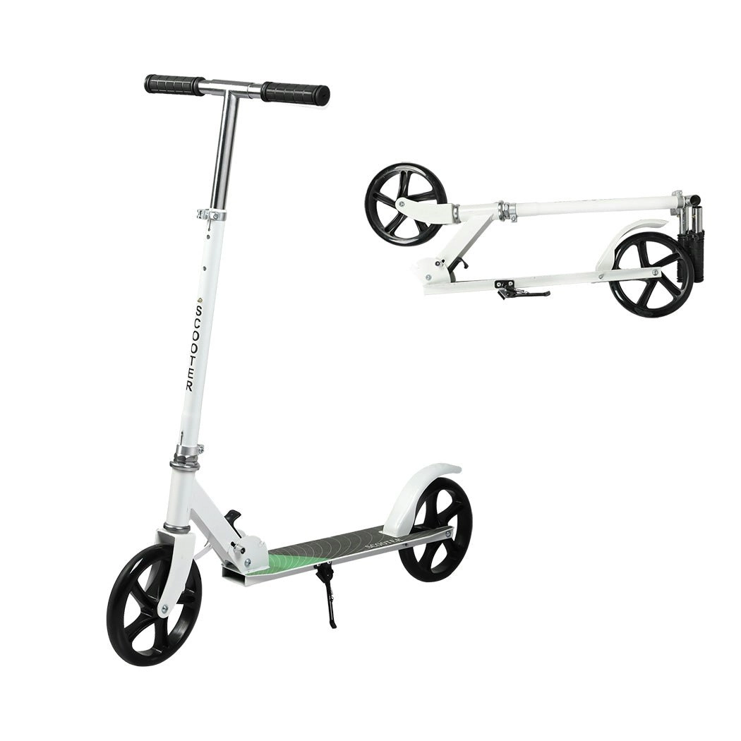 Monvelo Folding Scooter Dual Large Wheels Adjustable Adult Commuter Teen White