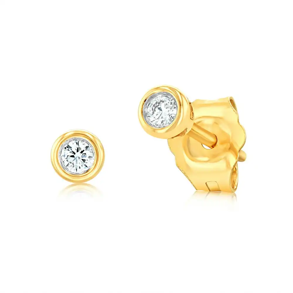 Luminesce Lab Grown Diamond Bezel Set Earrings in 9ct Yellow Gold