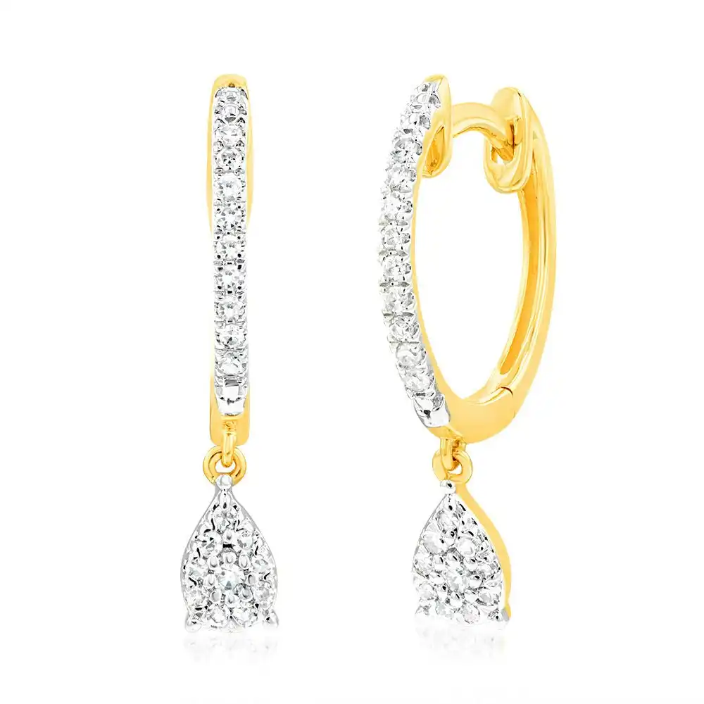 Luminesce Lab Grown 0.15Ct Diamond Drop earring in 9ct Yellow Gold