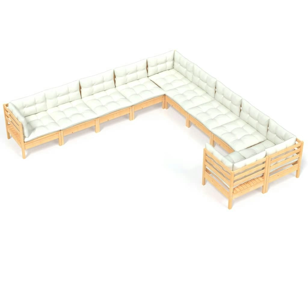 10 Piece Garden Lounge Set with Cream Cushions Pinewood 3097007