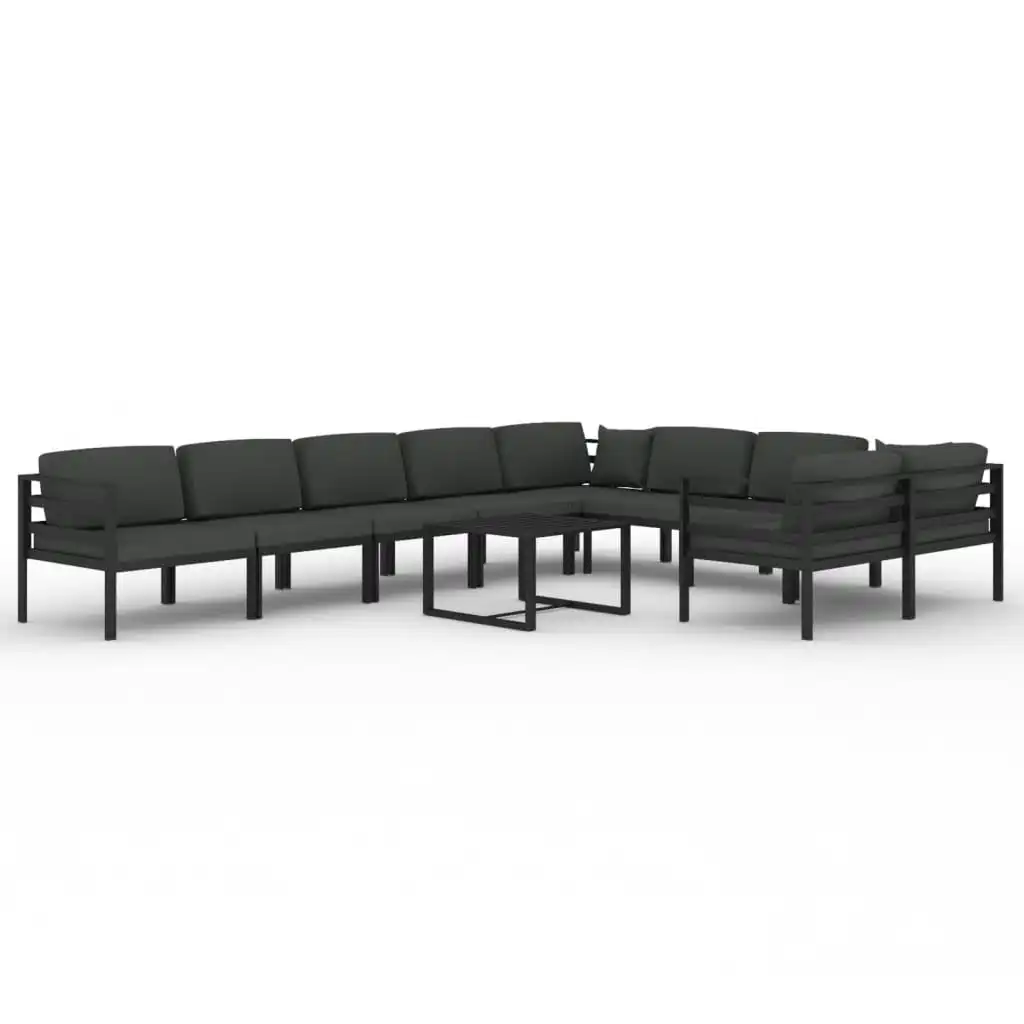 10 Piece Garden Lounge Set with Cushions Aluminium Anthracite 3107824