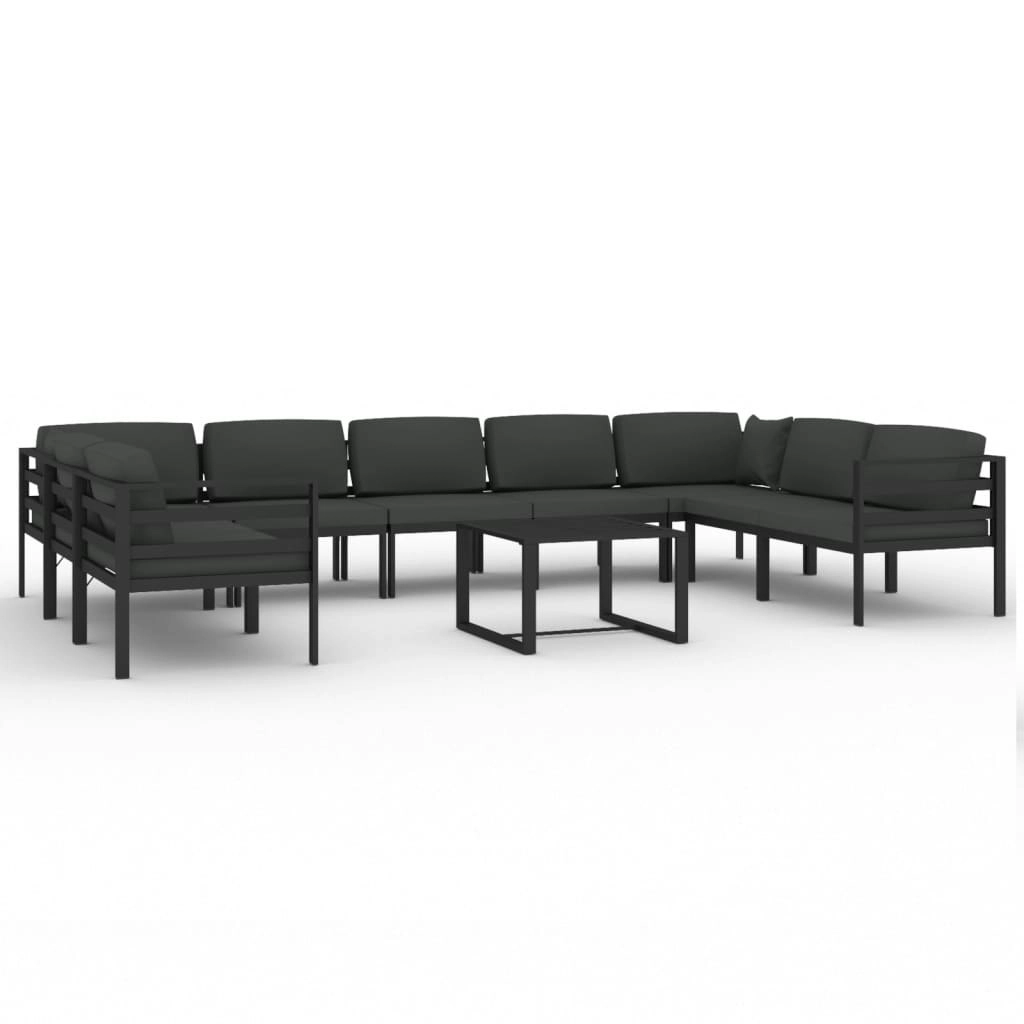 10 Piece Garden Lounge Set with Cushions Aluminium Anthracite 3107815