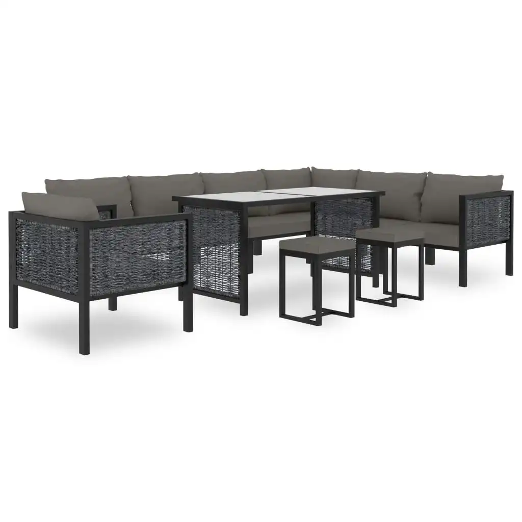 10 Piece Garden Lounge Set with Cushions Poly Rattan Anthracite 49404