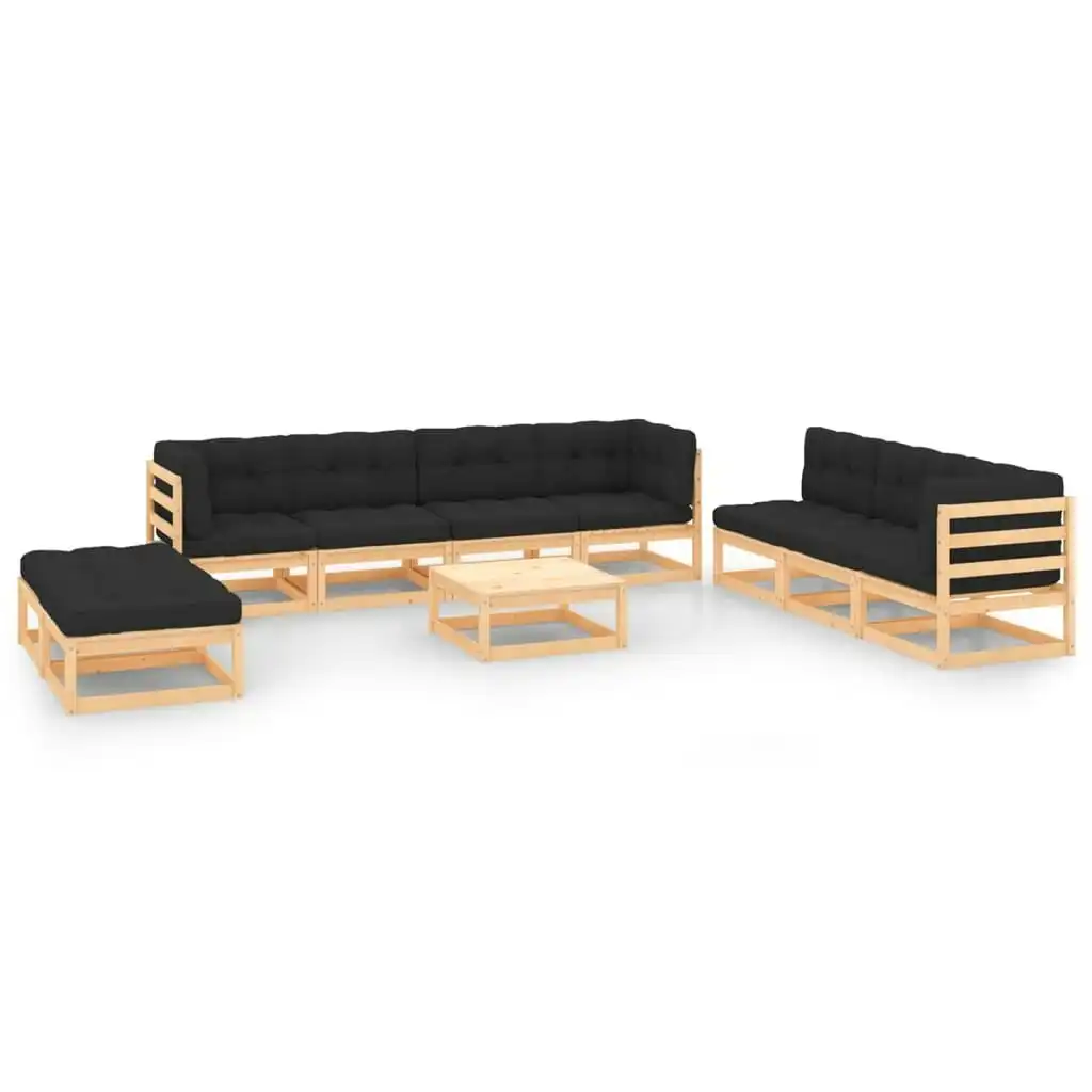 10 Piece Garden Lounge Set with Cushions Solid Pinewood 3083826