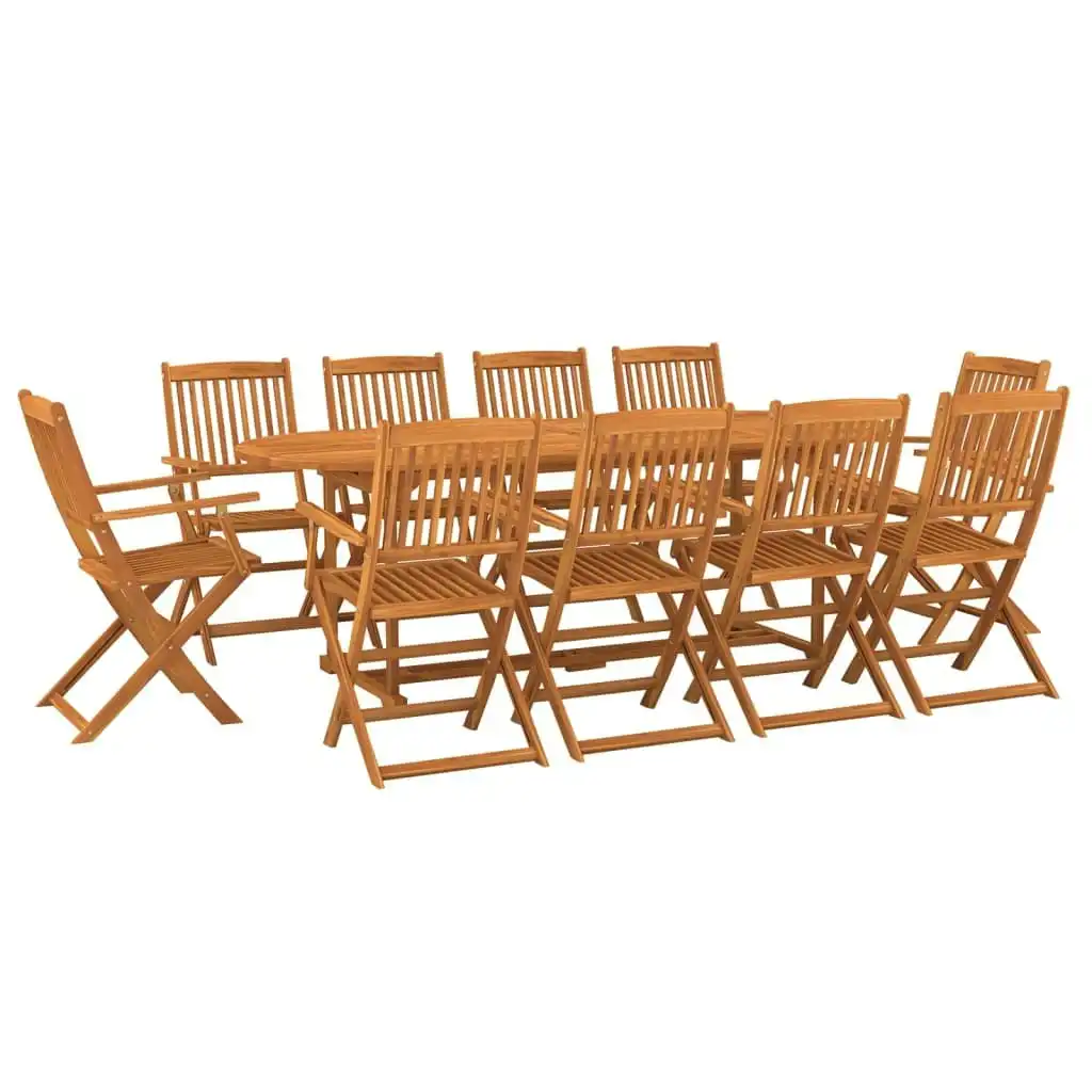 11 Piece Garden Dining Set Solid Wood Acacia 3086975